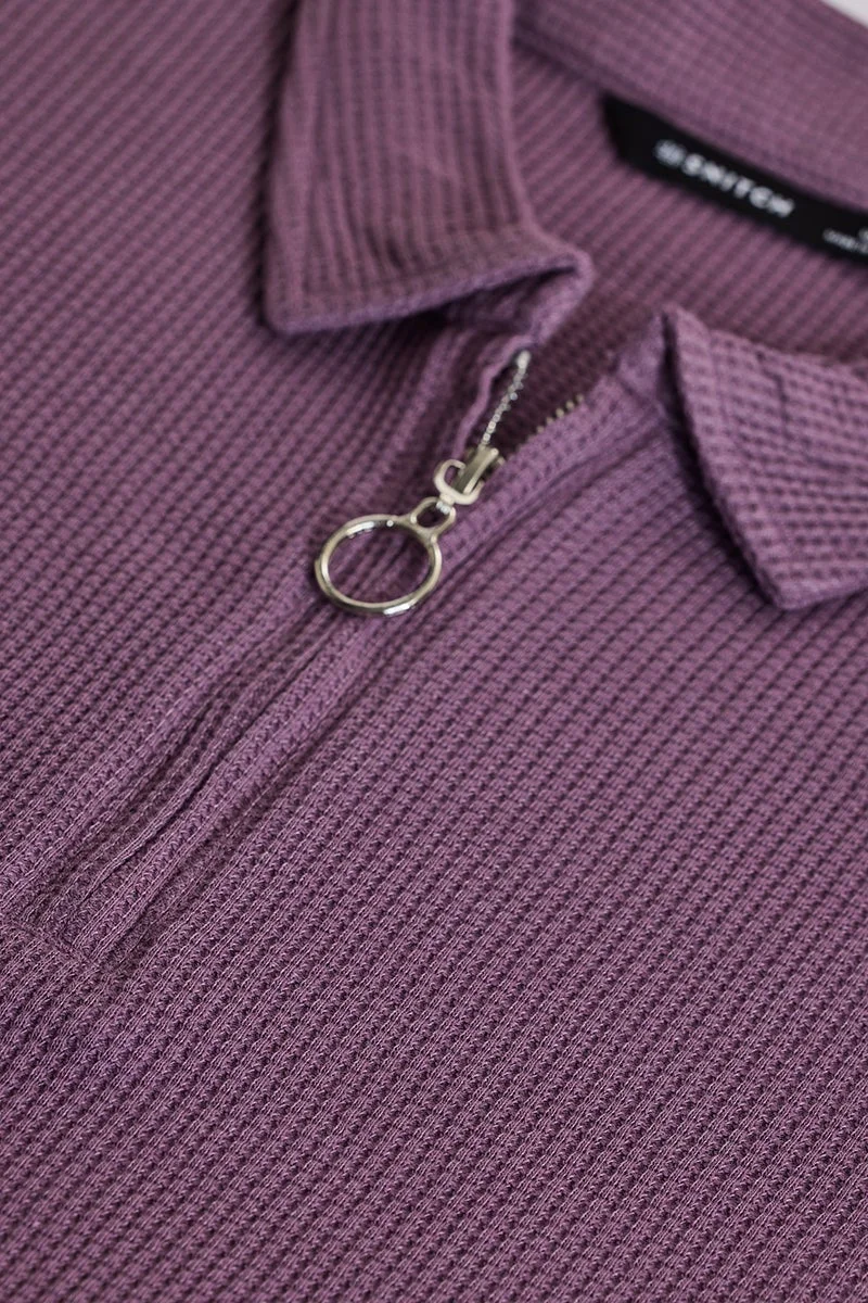 سنيتش بولو سليم فيت بسحاب ونقش بنفسجي